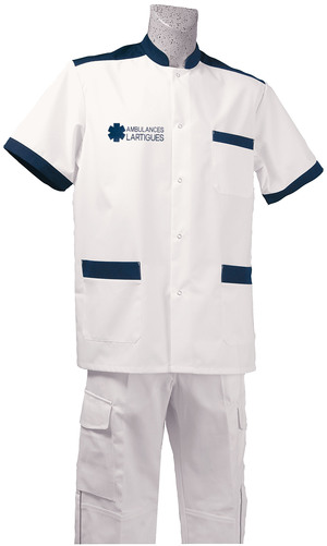 BLOUSE BLANC/MARINE M. COURTES AMBULANCIER vêtements ambulanciers 